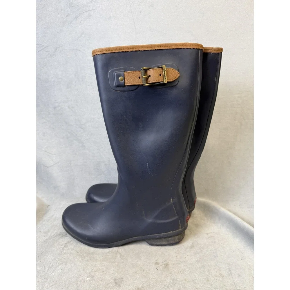 Chooka Boots Womens Size 10 Navy City Solid Rain Mid Calf Rubber Waterproof